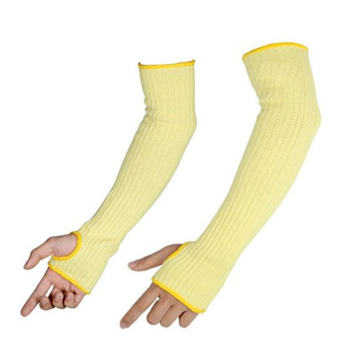 White And White Thumb Cut Knitted Hand Sleeves