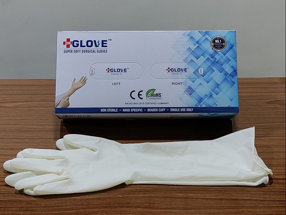 16 Inch Long Latex Surgical Gloves Non Sterile, Powder Free