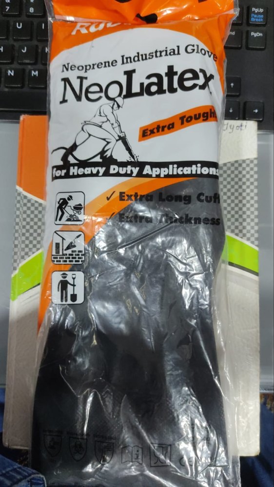 Dotted Black Neoprene Rubber Hand gloves, Packaging Type: Bag
