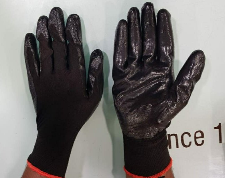 Black / Black knitted Nitrile Coated HAnd GLoves