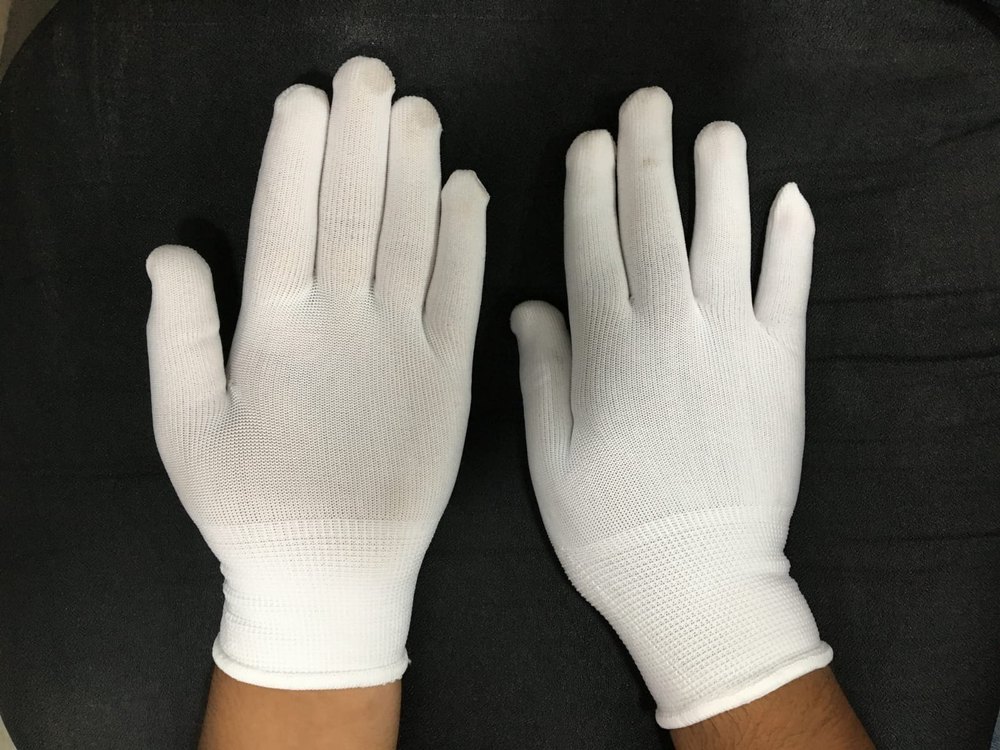 Nylon White Lint Free Gloves