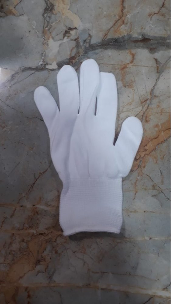 White Nylon Knitted Gloves, For Safety, Large