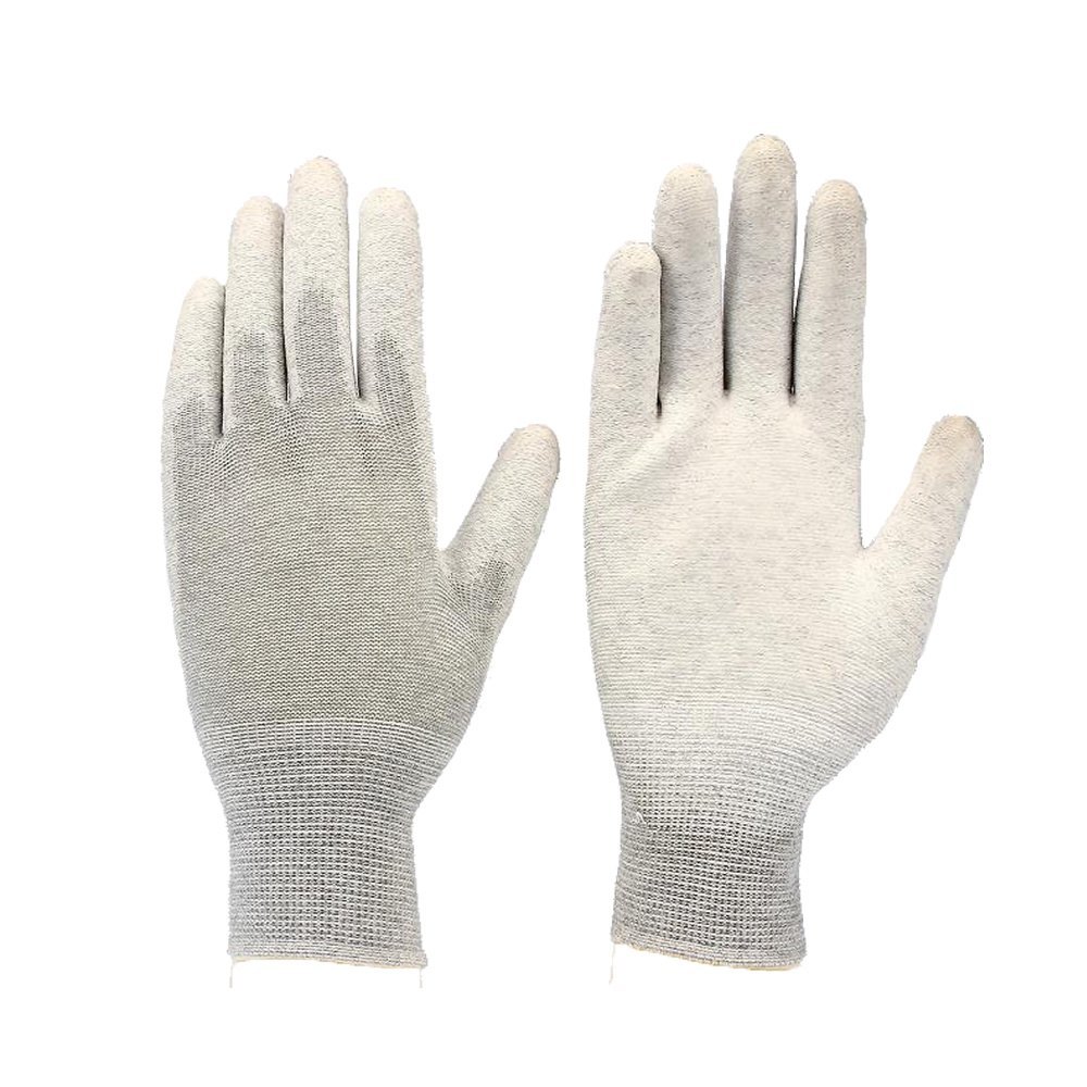 Nylon White BS-GL-1307 Anti Static Palm Coated Gloves