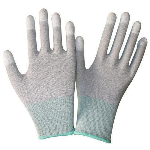 White Esd Carbon Pu Top Fit Gloves, For Electrical protection
