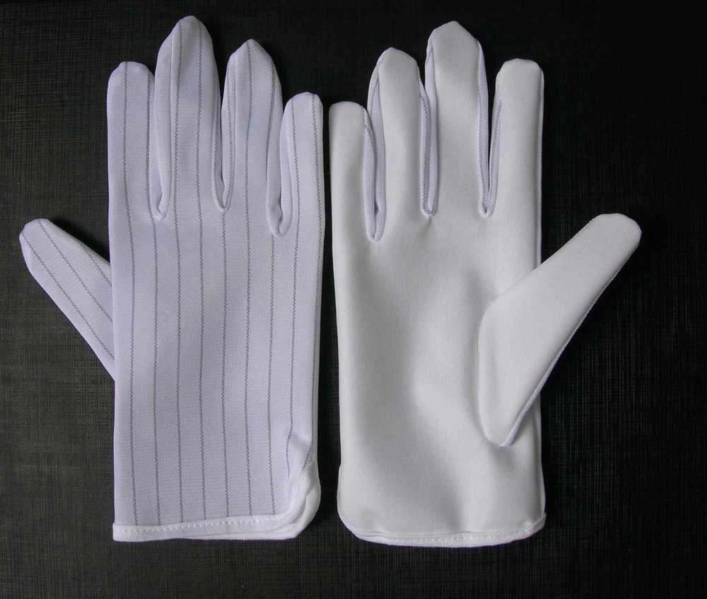 White Anti Static Dotted Gloves, For Laboratories, Size: Large