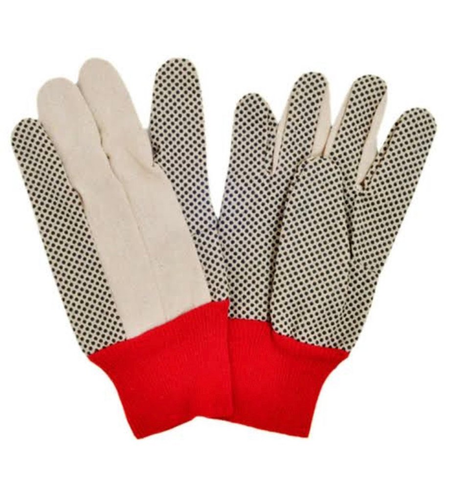 Fingerless White PVC Dotted Cotton Glove