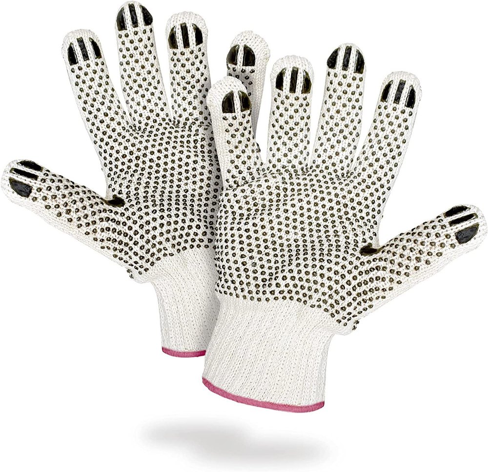 Cotton Knitted PVC Dotted Safety Gloves