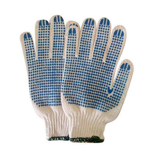 Unisex Small And Large Cotton Double Side PVC Dotted Hand Gloves, Application: Industrial