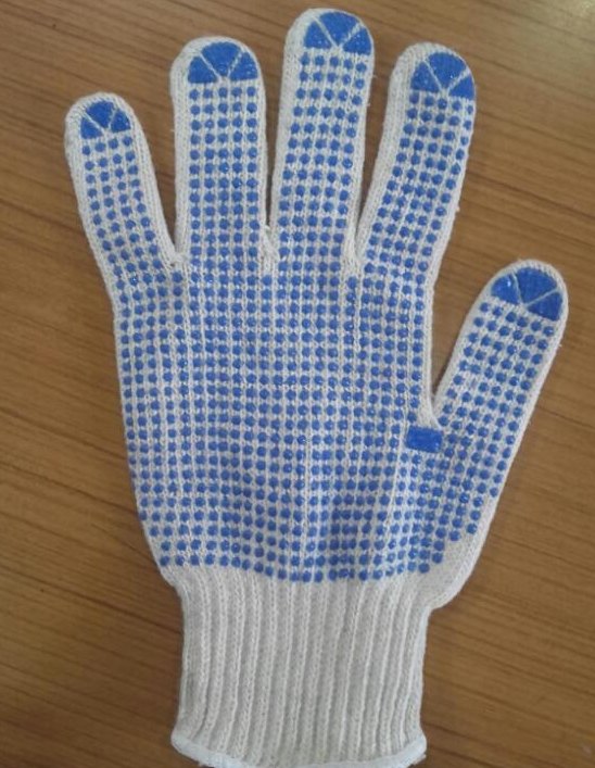 Unisex Cotton PVC Dotted Gloves, Finger Type: Full Fingered