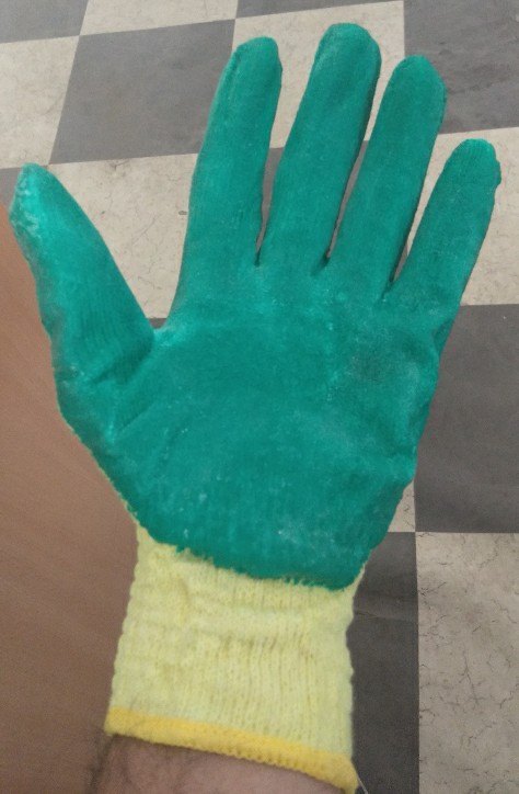 For Construction Green, Yellow Plain Coated Hand Glove, Size: Medium