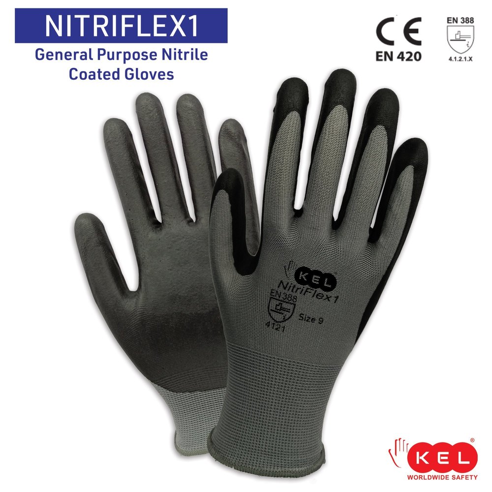 Nitriflex1 Dark Grey With Black Foam Nitrile Excellent Dexterity Gloves