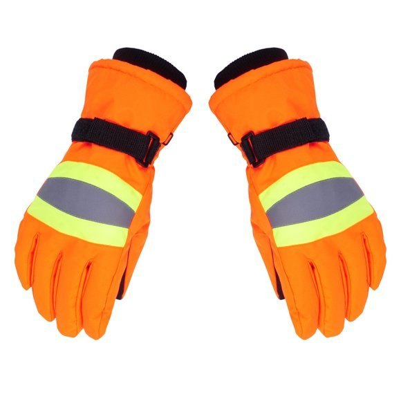 Unisex Orange Reflective Gloves, Size: Medium, Finger Type: Full Fingered