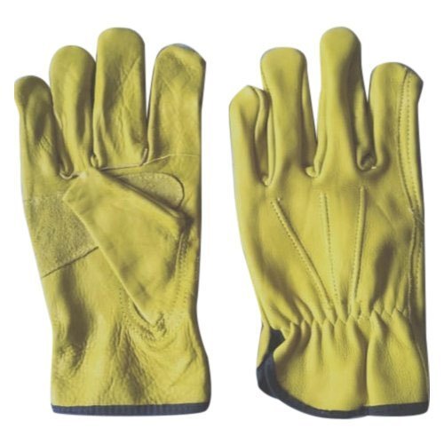 Yellow Heavy Leather Hand Gloves, For Industrial