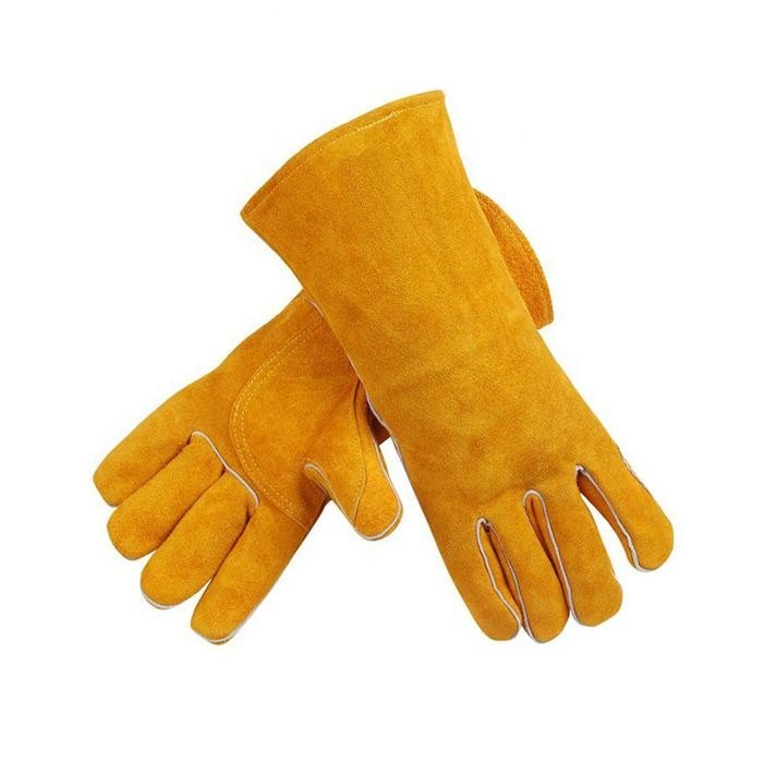 Free Size Red S Protection Split Welding Gloves With Lining, , Economy
