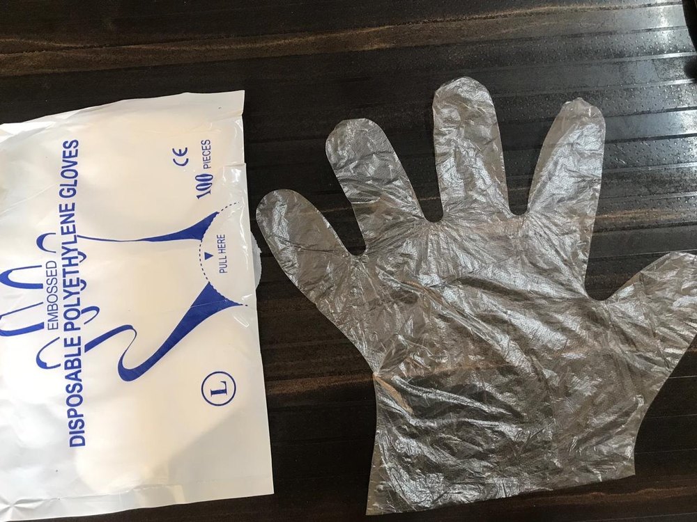 Polyamide White Poly Gloves, Size: Medium