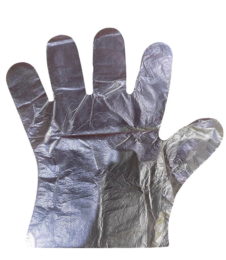 PE White Poly Gloves, Powder Free, Size: Large