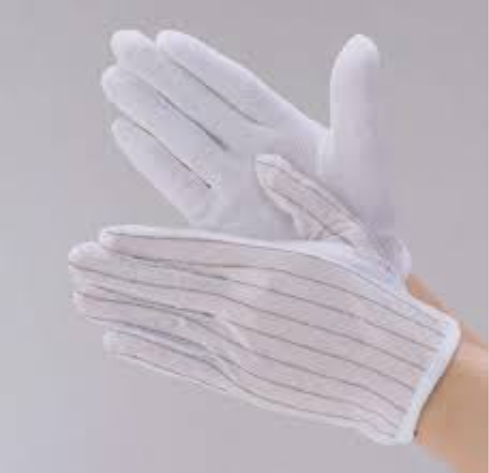 White Fabric ESD Dotted Gloves, For Electronics, Size: Free Size