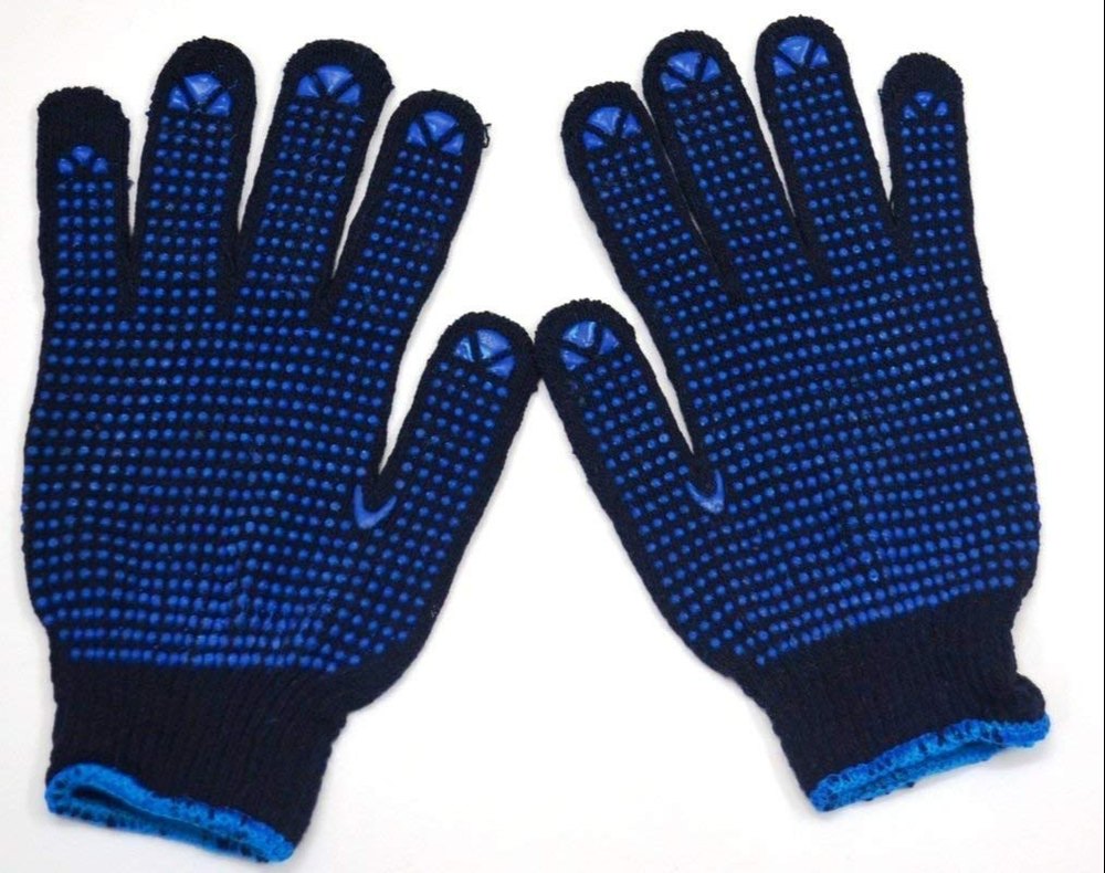 Blue ESD Dotted Gloves, Size: Free Size