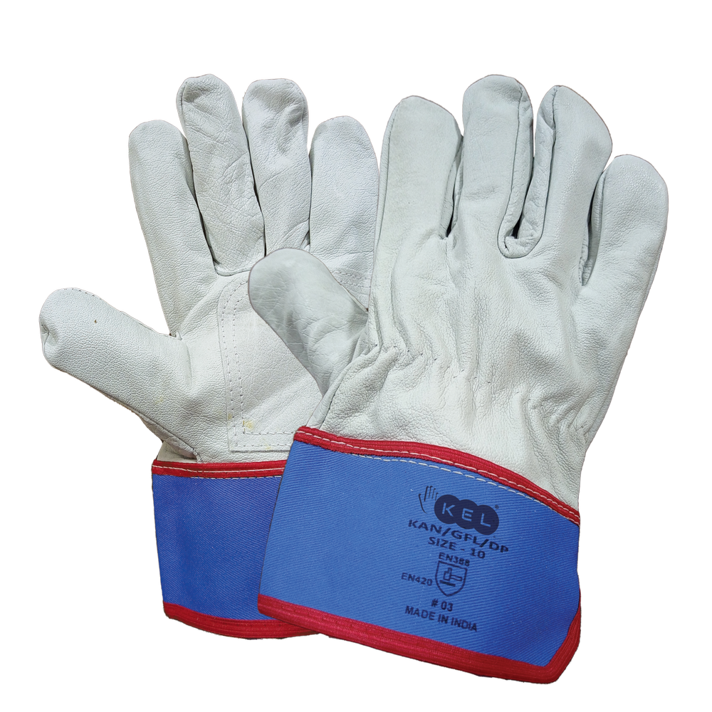 Gray White Grain Rigger Gloves - KAN/GFL/DP, Finger Type: Full Fingered