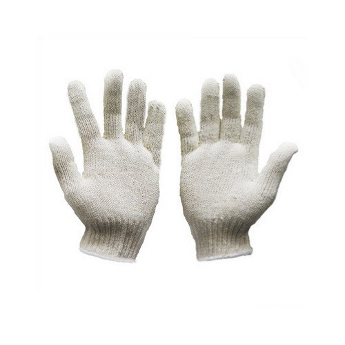 Full Finger White Cotton Knitted Gloves