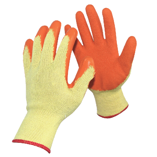 Latex Glass Handling Gloves Crinkle Orange Cut 1 Strongman, For Industrial, Size: Large