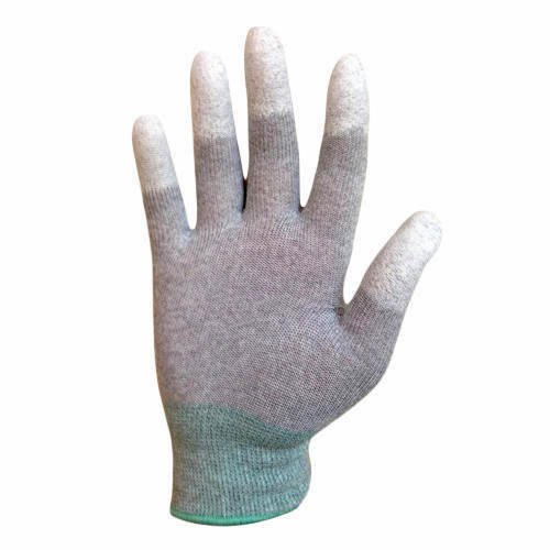 Unisex Knitted ESD PU Finger Tip Coated Gloves- Grey