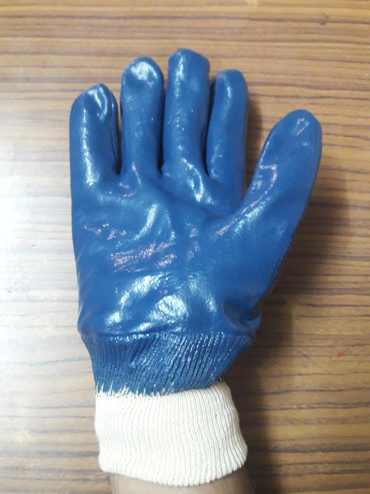Blue & White Nitrile Full Deep Gloves