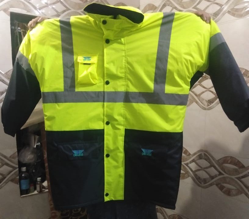 Yellow Full Sleeves Industrial Winter Jackets, Model Name/Number: 058, Size: Free Size