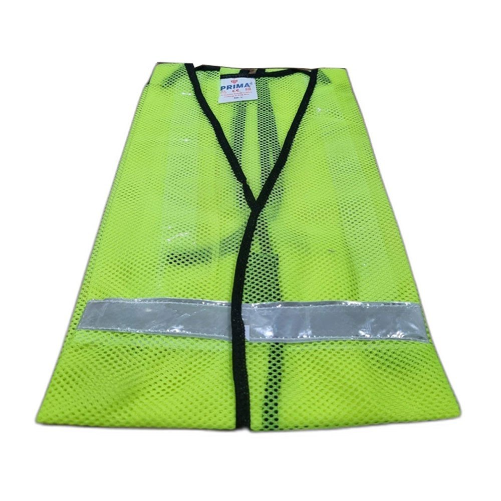 Without Sleeves Polyester Green Reflective Safety Jacket, For Construction, Size: Large