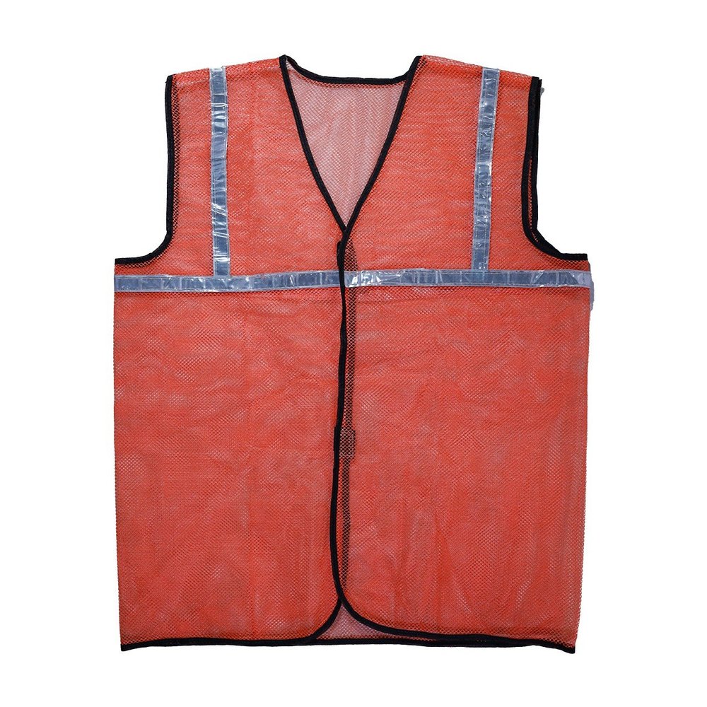 Unisex Sleeveless Hitman NET Reflective Jacket, 2\'\' Inch Strips 50GSM - Orange For Construction, Size: Medium