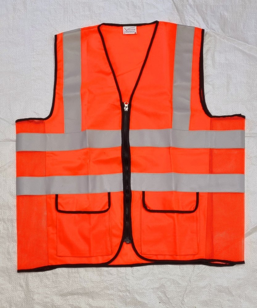 Global PVC Reflective Safety Vest Jacket, For Construction, Size: Free Size