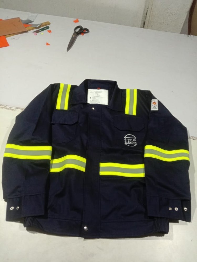 Cotton Plain Gray Flame Retardant Jacket, For Safety, Machine wash