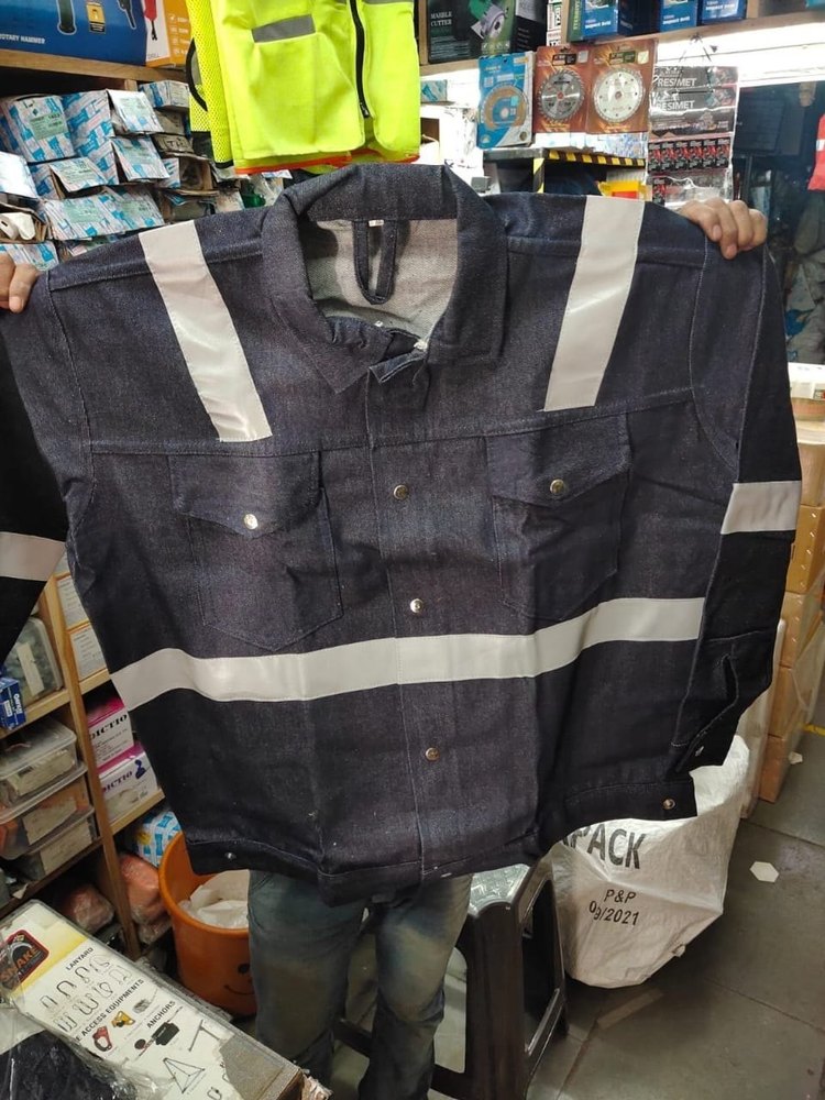 Unisex DENIM Welding Jacket With Reflective Tapes, Model Name/Number: Fht - Wj