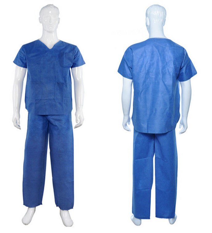 Blue Non Sterile Non Woven Disposable Scrub Suit