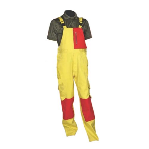 Yellow & Red Working Bib Pant with Zipper Pocket