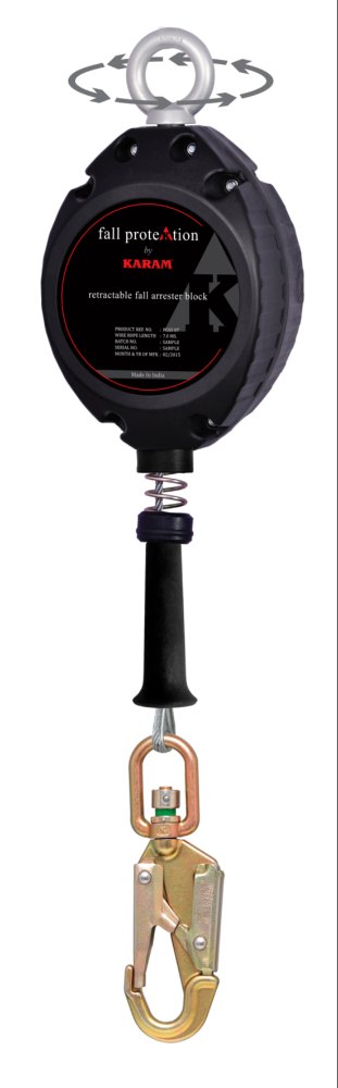 Black Retractable Block Polymer Casing With G.I. Wire Rope, For Fall Protection