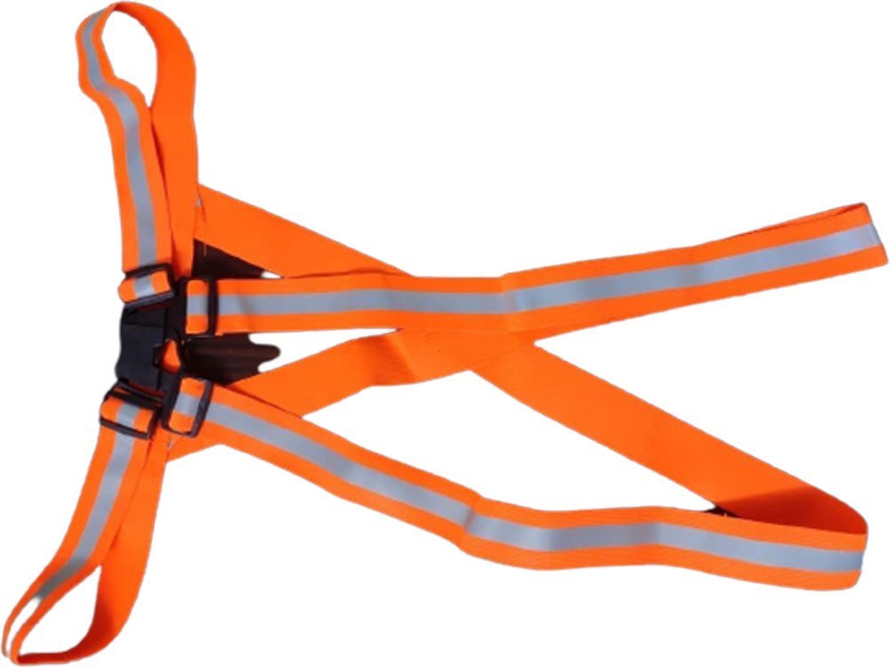 Orange And Silver Nylon Reflective Cross Safety Belt