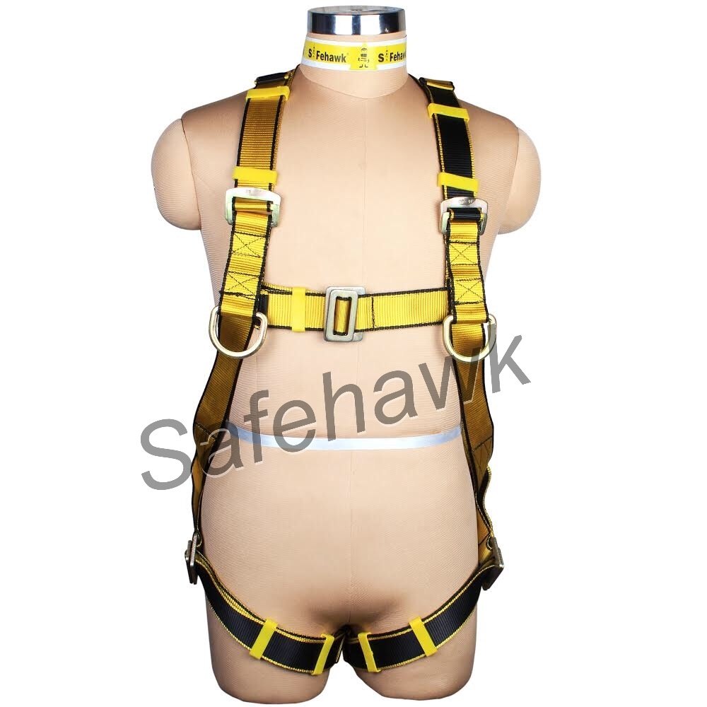 Black And Yellow Safety Harness Belt, For Fall Protection, Model Name/Number: Safehawk
