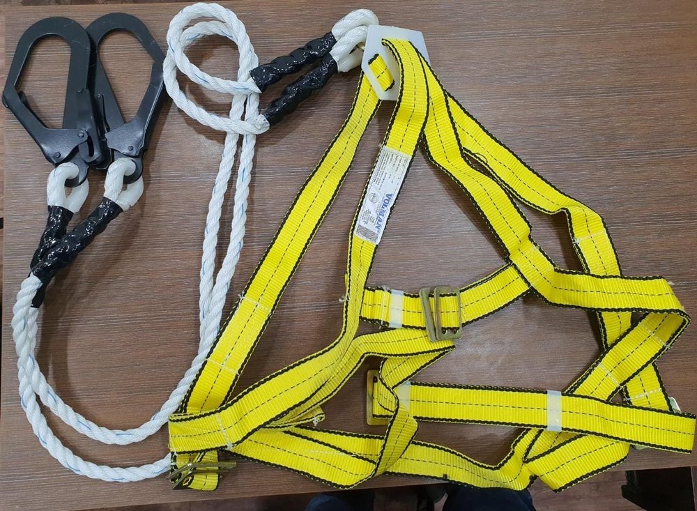 Nylon Yellow White And Black Safety Harness Belt, For Construction, Size: 38inch