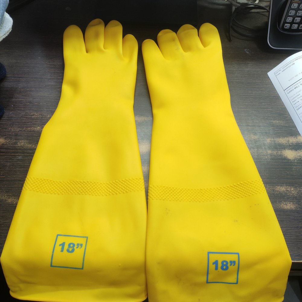 Yellow Safety Rubber Hand Gloves