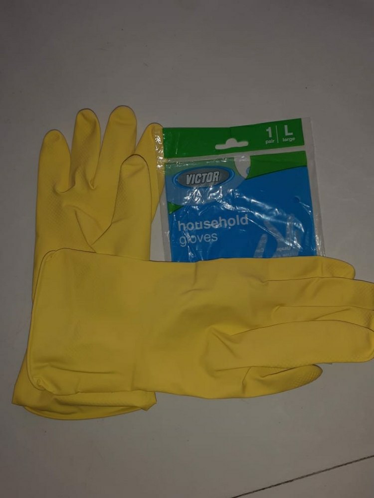 Washable Yellow Rubber Hand Gloves