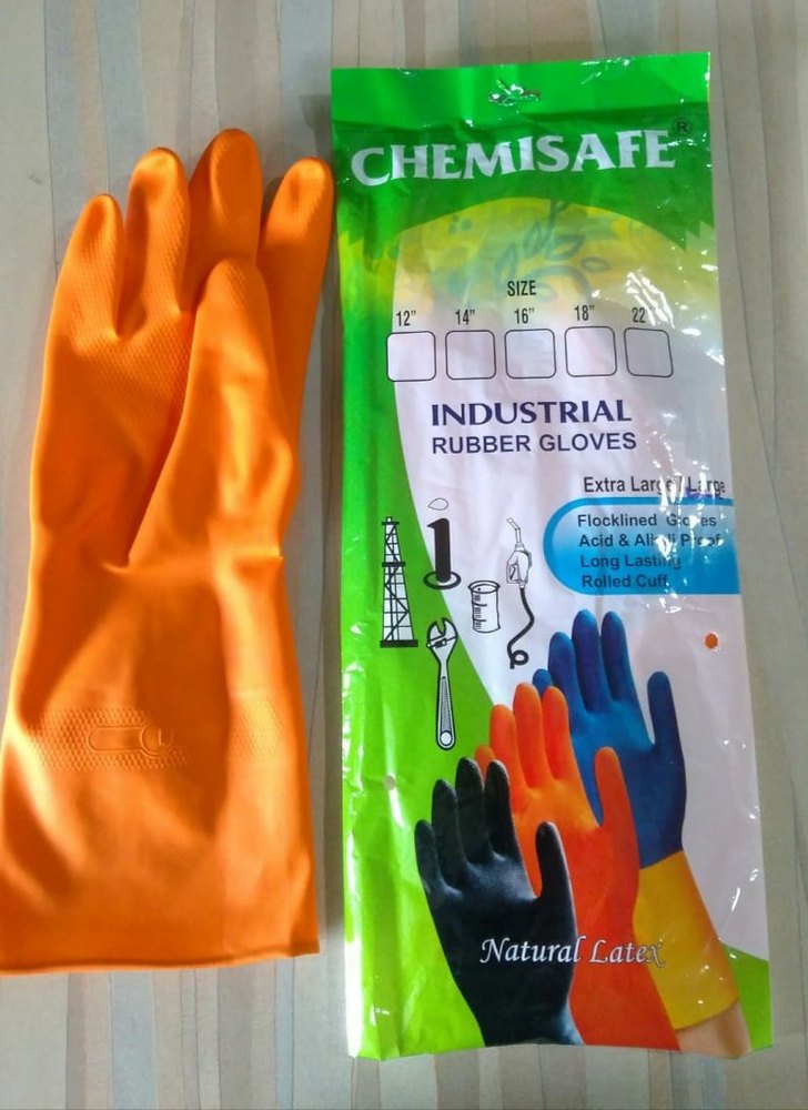Washable Orange Rubber Hand Gloves, Model Name/Number: Terhg