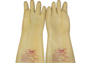 Free Size Cream White Electrical Rubber Hand Gloves