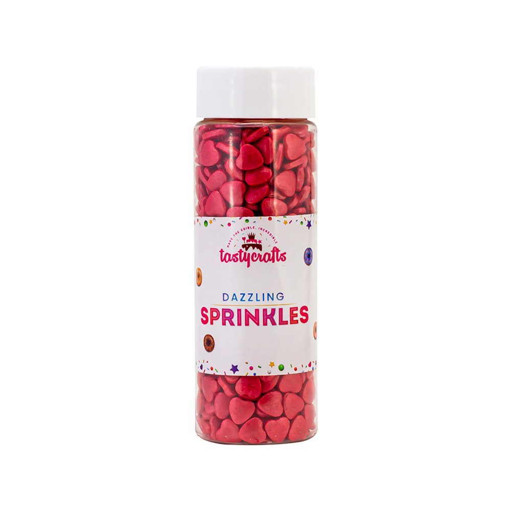 TRASTYCRAFTS RED Tastycrafts DH02 Hearts Dazzling Sprinkles, For Bakery, Packaging Size: 100GM