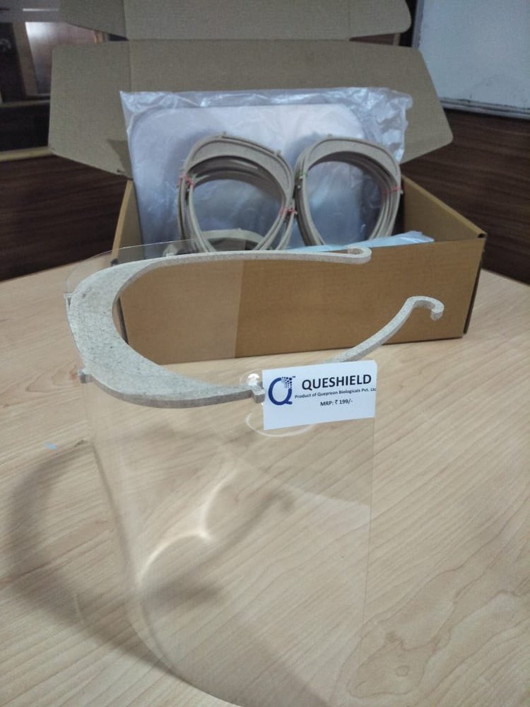 Quepreon White Safety Face Shield (Bio Degradable Head Gear)