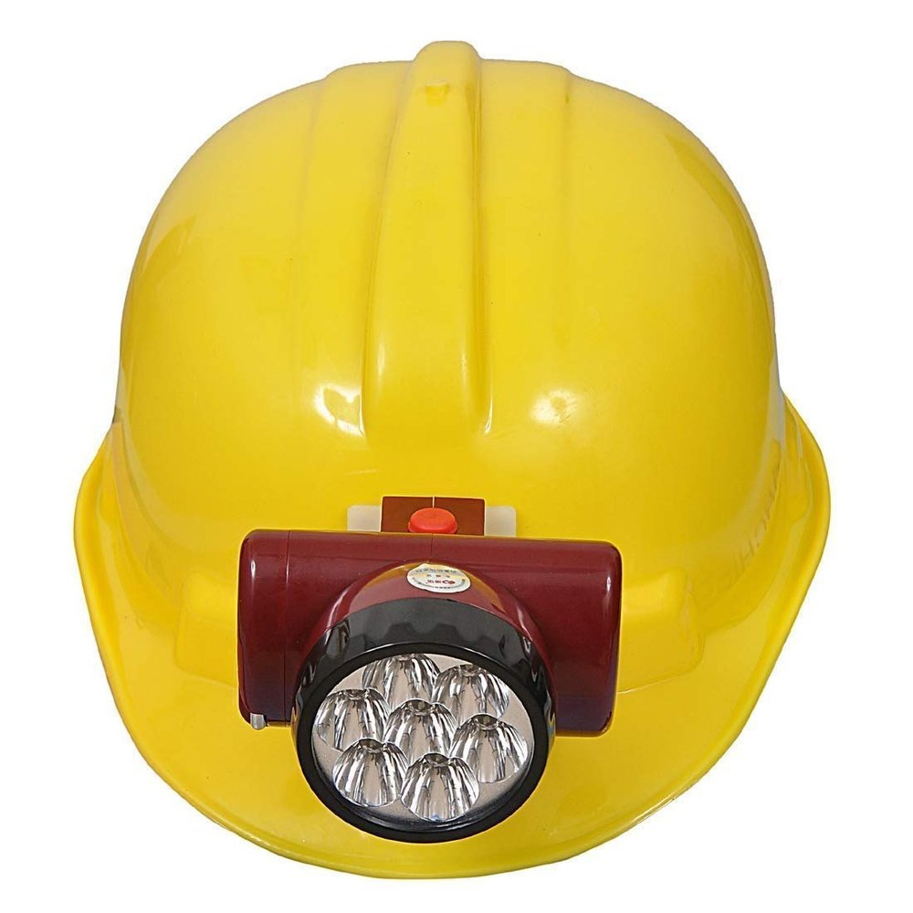 PVC Yellow Helmet with Lamp