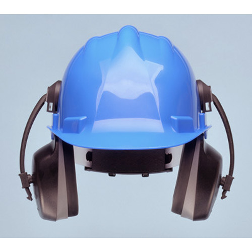 Blue ABS Ear Muff Safety Helmet, Size: 61 cm