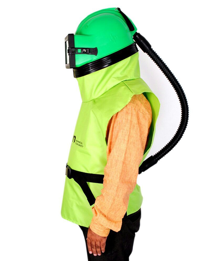 Blue Green PE Sand Blasting Helmet with Airline Filter, Model Name/Number: Teppe 82728