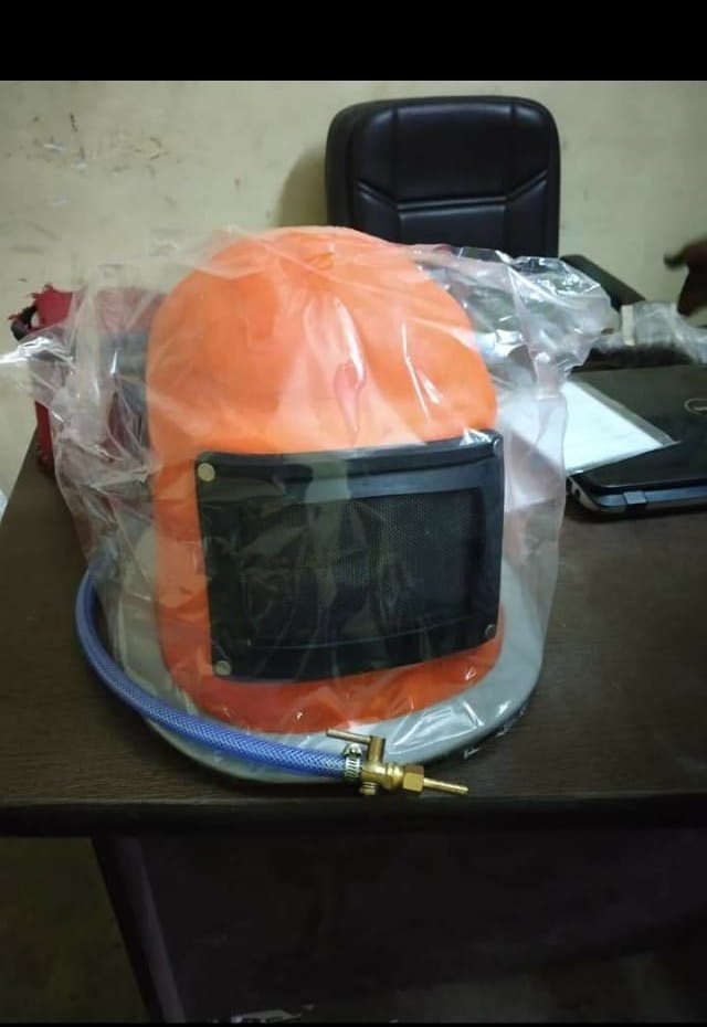 MS Red Airfed Blasting Helmet, For Welding, Size: Medium