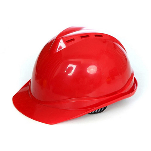 Red Polypropylene Plastic Nape Strap Mine Safety Helmet, for Construction, Packaging Type: Box